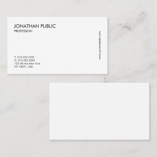 Professionele, moderne, minimale, elegante witte r visitekaartje (Voorkant / Achterkant)