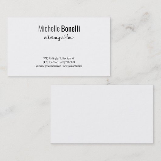 Professionele moderne minimale openbare aanklager visitekaartje (Voorkant / Achterkant)