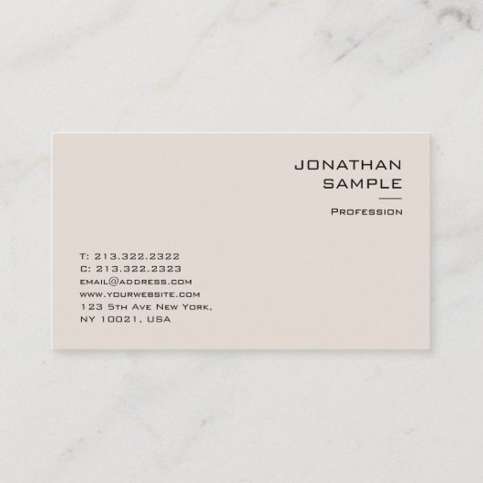 Professionele, moderne, minimale Sjabloon Visitekaartje (Achterkant)