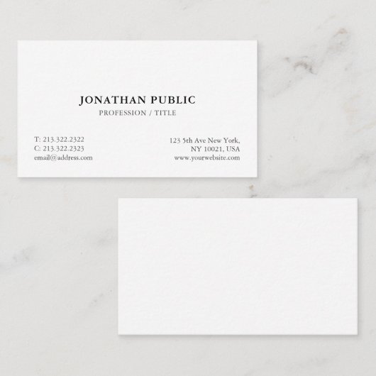 Professionele, moderne, minimale Sjabloon Visitekaartje (Voorkant / Achterkant)