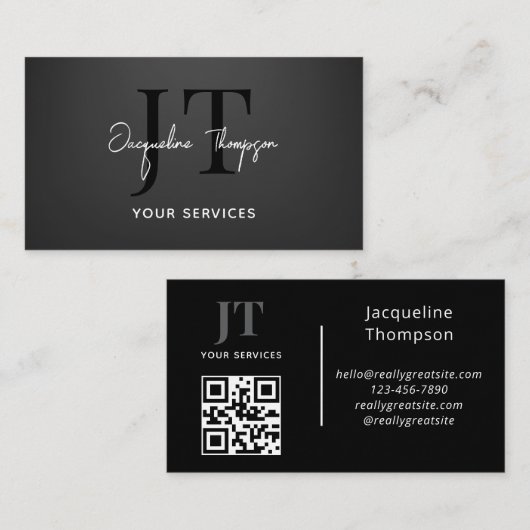 Professionele moderne minimale typografie zwart pa visitekaartje (Voorkant / Achterkant)