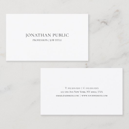 Professionele, moderne, minimale vlakdikte visitekaartje (Voorkant / Achterkant)