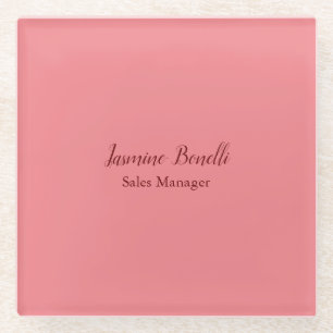 Professionele Moderne Minimalist Voeg Naam Persoon Glazen Onderzetter