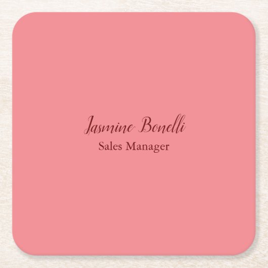 Professionele Moderne Minimalist Voeg Naam Persoon Kartonnen Onderzetters (Voorkant)