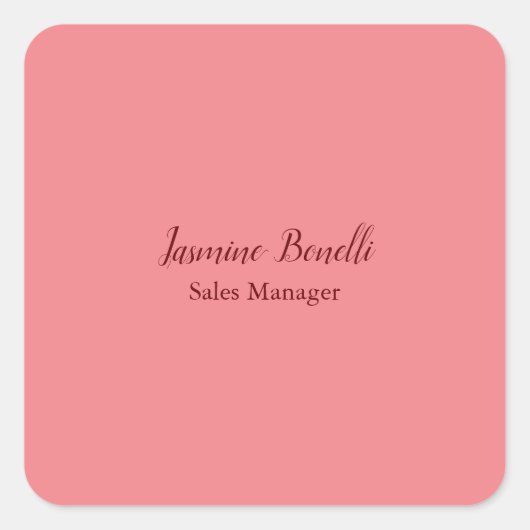 Professionele Moderne Minimalist Voeg Naam Persoon Vierkante Sticker (Voorkant)