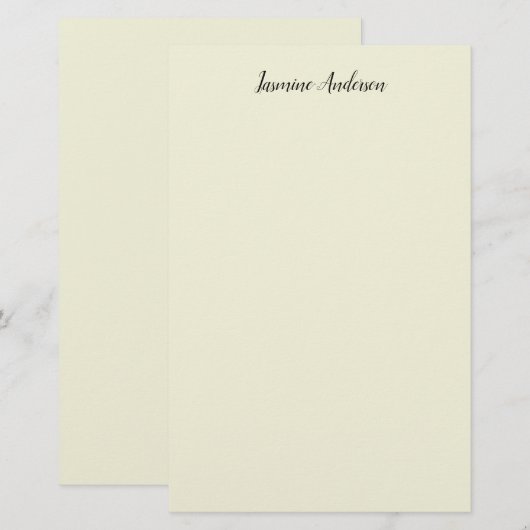Professionele moderne minimalistische beige kleur briefpapier (Voorkant / Achterkant)