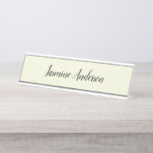 Professionele moderne minimalistische beige kleur bureau naambordje (Voorkant)