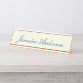 Professionele moderne minimalistische beige kleur bureau naambordje (Voorkant)