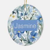 Professionele moderne minimalistische blauwe bloem keramisch ornament (Links)