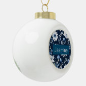 Professionele moderne minimalistische blauwe bloem keramische bal ornament (Links)