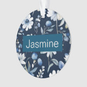 Professionele moderne minimalistische blauwe bloem ornament (voorkant)