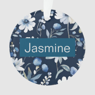 Professionele moderne minimalistische blauwe bloem ornament