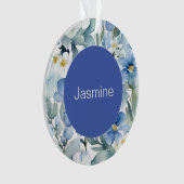 Professionele moderne minimalistische blauwe bloem ornament (voorkant)