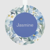 Professionele moderne minimalistische blauwe bloem ornament (achterkant)
