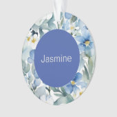 Professionele moderne minimalistische blauwe bloem ornament (voorkant)
