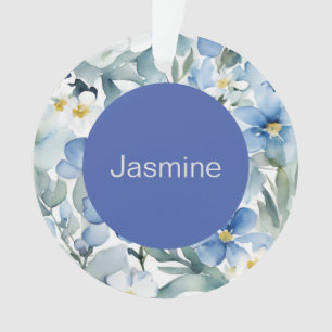Professionele moderne minimalistische blauwe bloem ornament