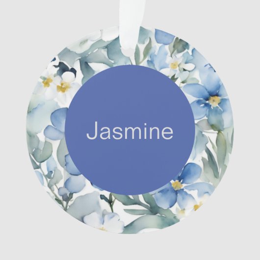 Professionele moderne minimalistische blauwe bloem ornament (voorkant)