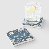 Professionele moderne minimalistische blauwe bloem stenen onderzetter (Zijkant)