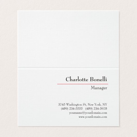Professionele, moderne minimalistische bovenzijde visitekaartje (Buitenkant ongevouwen)