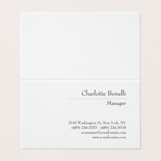 Professionele, moderne minimalistische bovenzijde visitekaartje (Buitenkant ongevouwen)