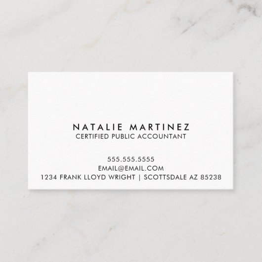 Professionele Moderne Minimalistische Eenvoudige A Visitekaartje (Voorkant)