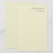 Professionele Moderne Minimalistische Effen Beige Briefpapier (Voorkant / Achterkant)