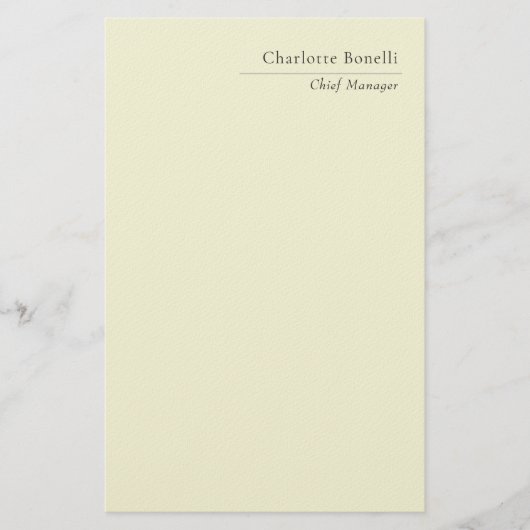 Professionele Moderne Minimalistische Effen Beige Briefpapier (Voorkant)