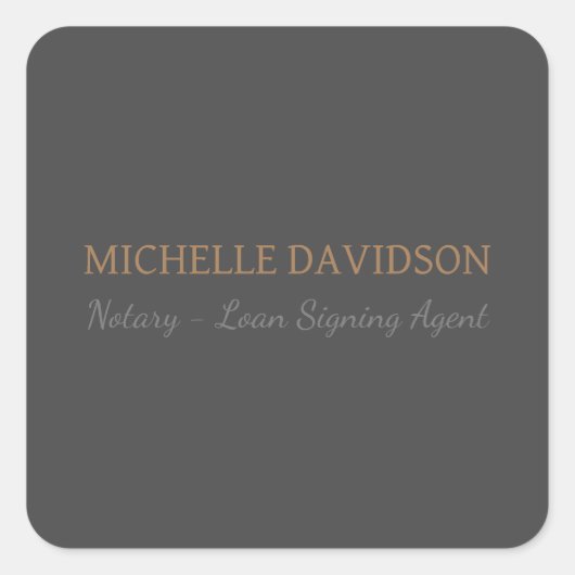 Professionele Moderne Minimalistische Gewone Notar Vierkante Sticker (Voorkant)