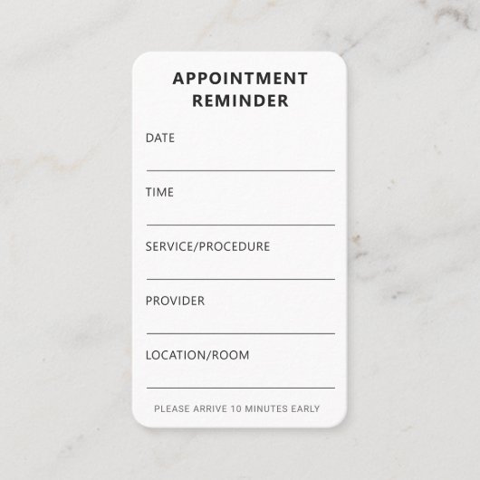 Professionele Moderne Minimalistische Medische Zor Afsprakenkaartje (Voorkant)