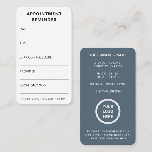 Professionele Moderne Minimalistische Medische Zor Afsprakenkaartje (Voorkant / Achterkant)