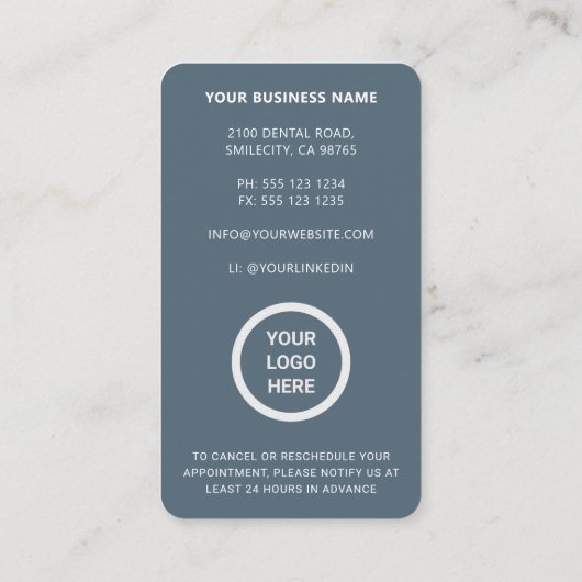 Professionele Moderne Minimalistische Medische Zor Afsprakenkaartje (Achterkant)