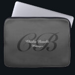 Professionele moderne minimalistische monogram gri laptop sleeve<br><div class="desc">U kunt de lettertypen,  het achtergrondkleur en het Afbeelding eenvoudig wijzigen,  de lettertekens.</div>