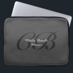 Professionele moderne minimalistische monogram gri laptop sleeve<br><div class="desc">U kunt de lettertypen, het achtergrondkleur en het Afbeelding eenvoudig wijzigen, de lettertekens.</div>