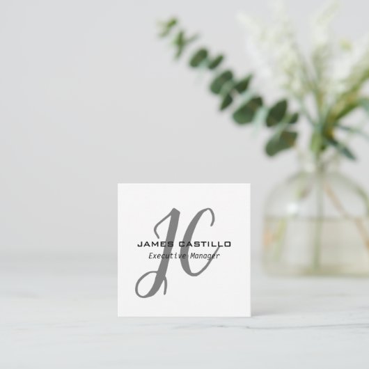 Professionele moderne minimalistische monogrammen informatiekaartje (Staand voorkant)