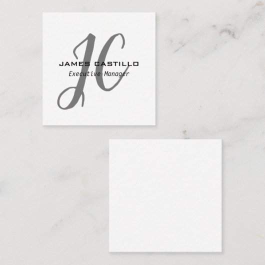 Professionele moderne minimalistische monogrammen informatiekaartje (Voorkant / Achterkant)