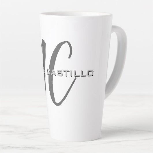 Professionele moderne minimalistische monogrammen latte mok (Rechterhoek)