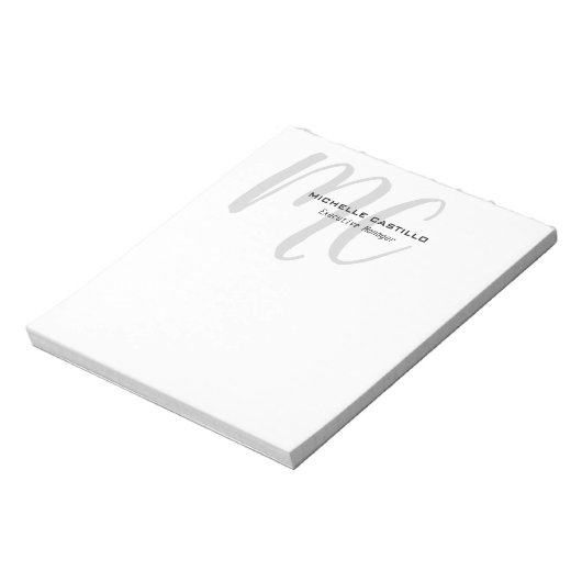 Professionele moderne minimalistische monogrammen notitieblok (Linkerzijde)