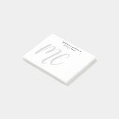Professionele moderne minimalistische monogrammen post-it® notes (Schuin)