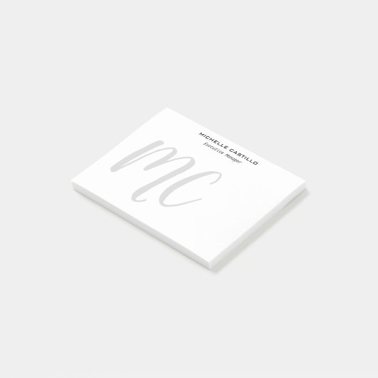 Professionele moderne minimalistische monogrammen post-it® notes (Schuin)