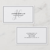 Professionele moderne minimalistische monogrammen visitekaartje (Voorkant / Achterkant)