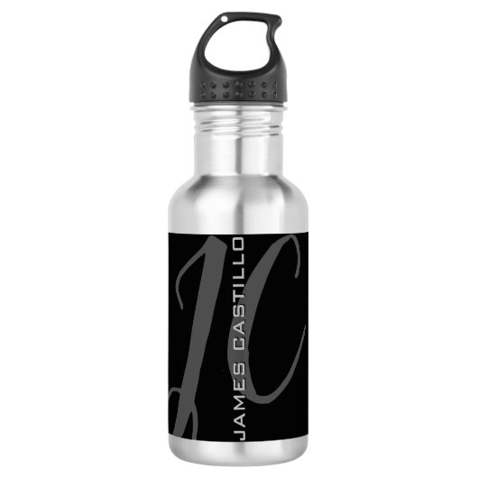 Professionele moderne minimalistische monogrammen waterfles (Voorkant)