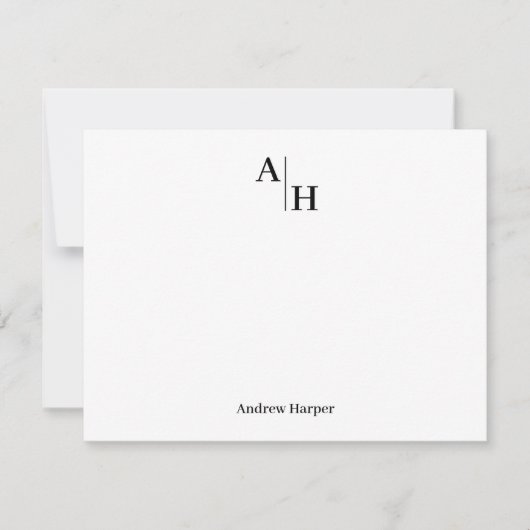 Professionele Moderne Minimalistische Monogramnaam Notitiekaartje (Voorkant)