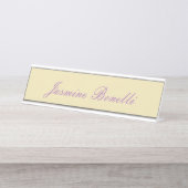 Professionele moderne minimalistische pastel beige bureau naambordje (Voorkant)