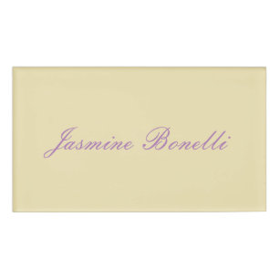 Professionele moderne minimalistische pastel beige naambadge