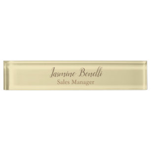 Professionele moderne minimalistische pastel beige naambordje