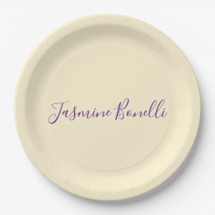 Professionele Moderne Minimalistische Pastel Beige Papieren Bordje
