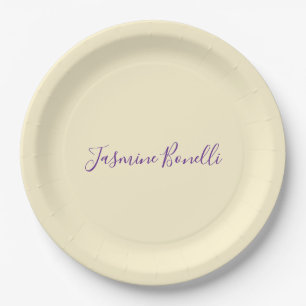 Professionele Moderne Minimalistische Pastel Beige Papieren Bordje