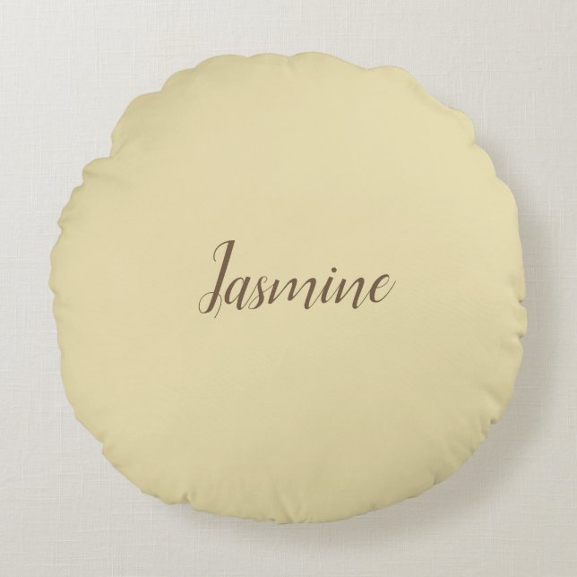 Professionele moderne minimalistische pastel beige rond kussen (Voorkant)