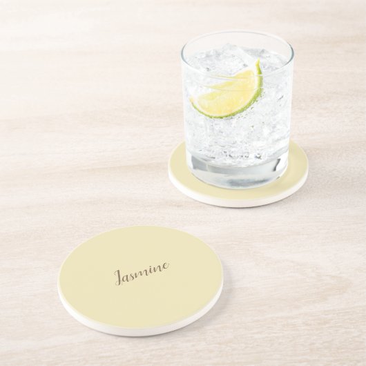 Professionele moderne minimalistische pastel beige zandsteen onderzetter (Zijkant)