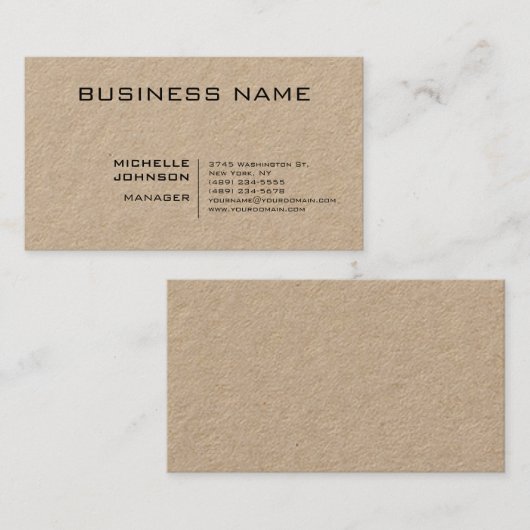 Professionele moderne minimalistische platte Kraft Visitekaartje (Voorkant / Achterkant)